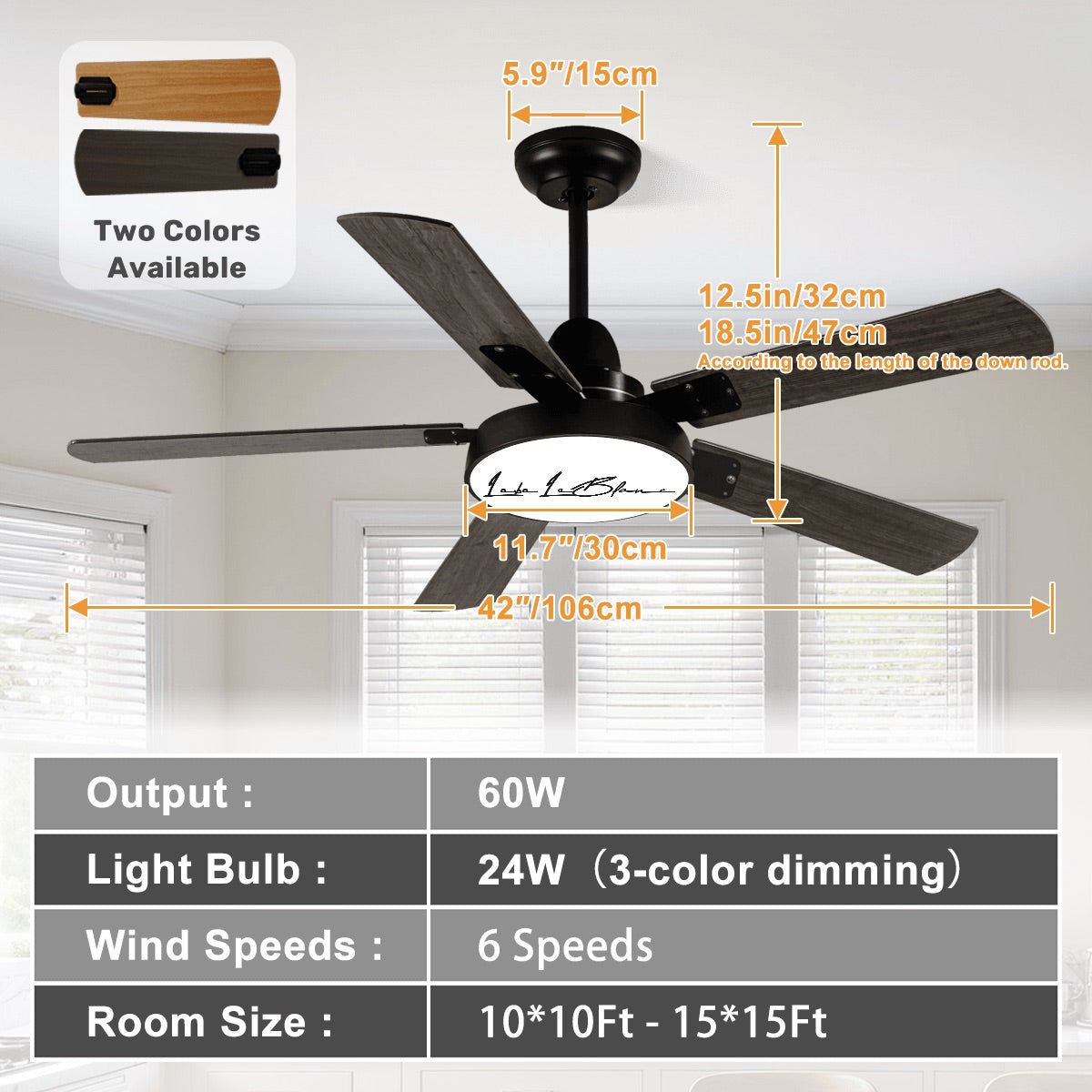 Lobo LeBlanc Signature Logo Ceiling Fan With Light