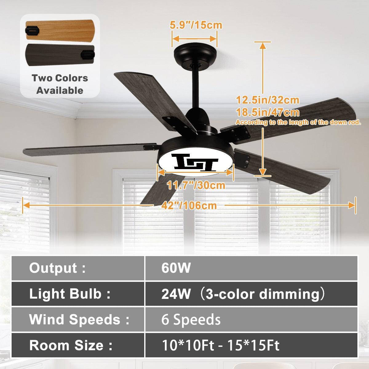 Lobo LeBlanc Double L Logo Ceiling Fan With Light
