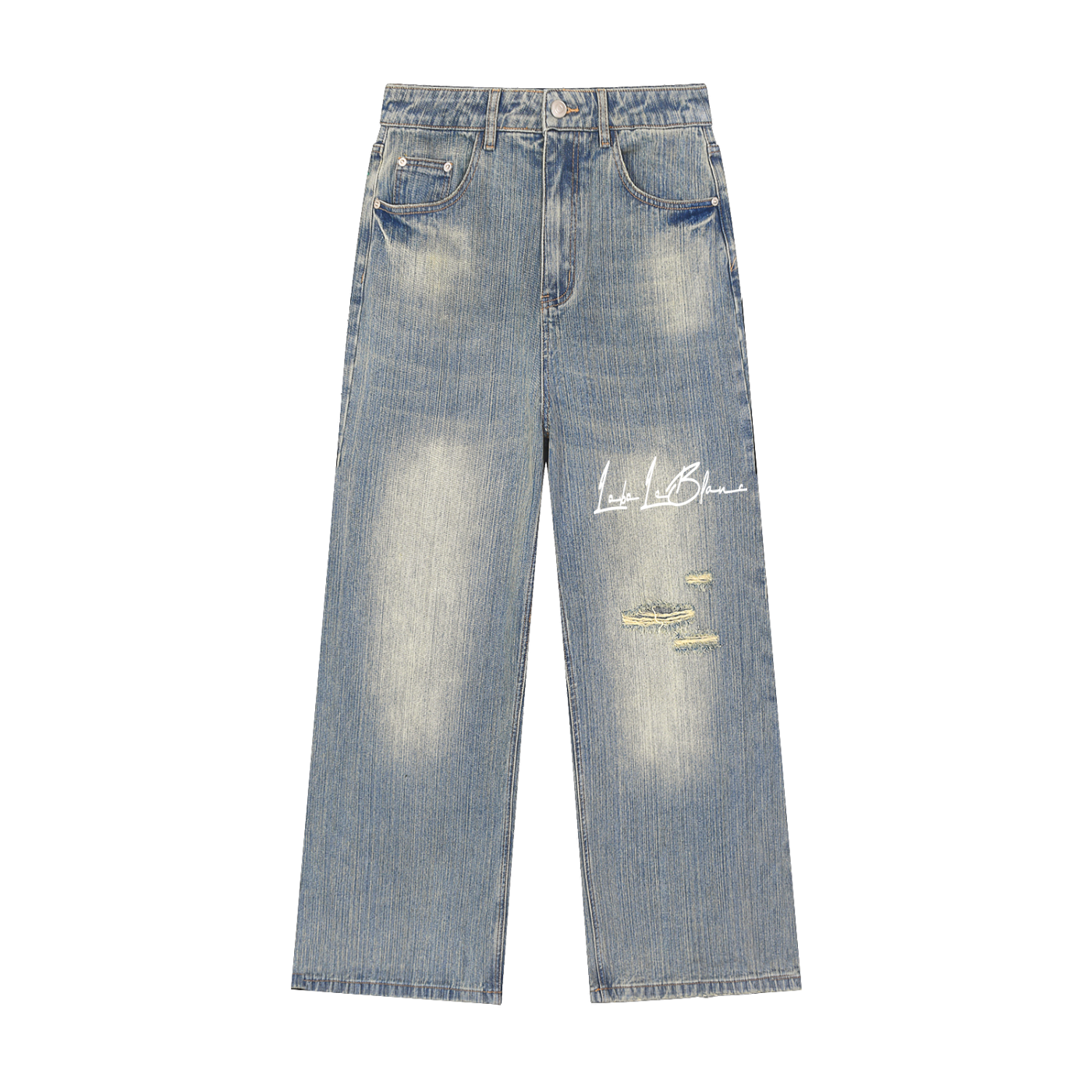 Lobo LeBlanc Vintage Wash Distressed Denim Jeans