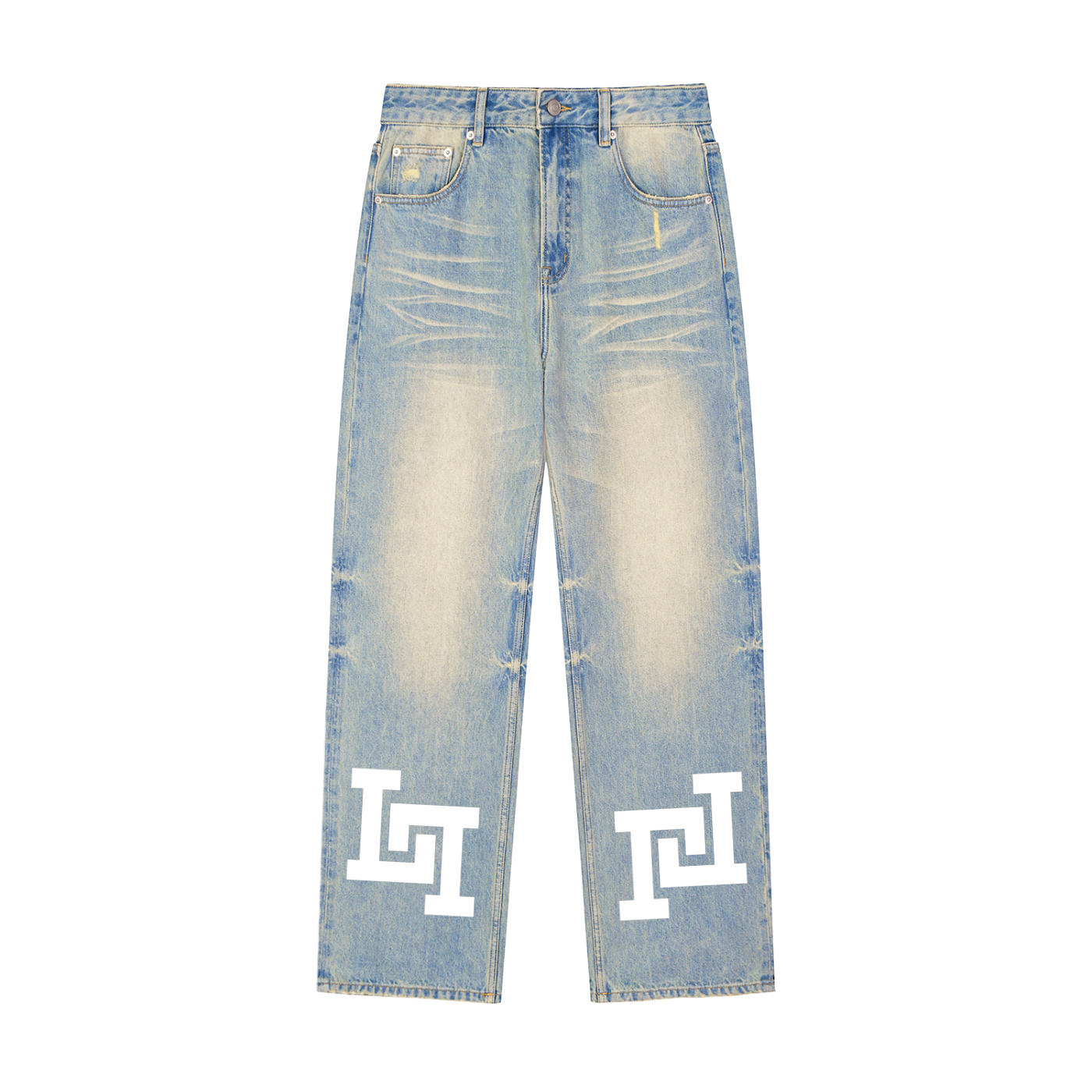Lobo LeBlanc Sun Fade Raw Hem Denim Jeans