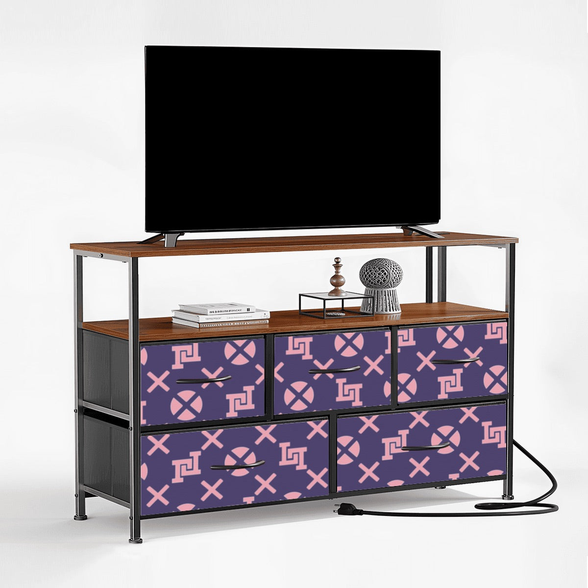 Lobo LeBlanc Purple Monogram 5-Drawer TV Stand