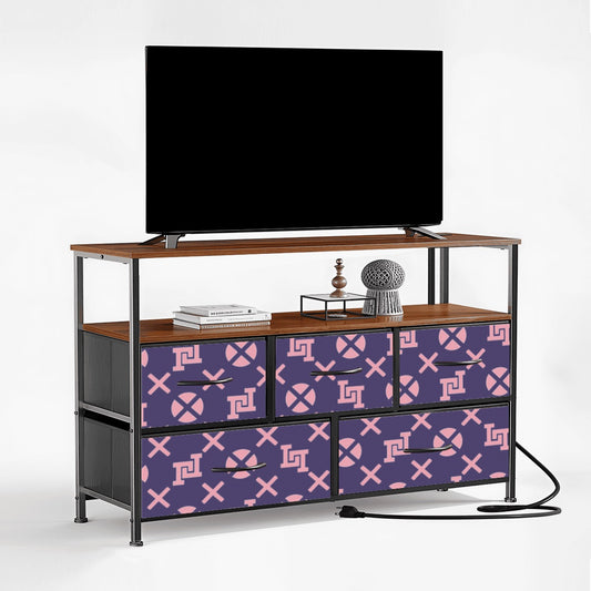 Lobo LeBlanc Purple Monogram 5-Drawer TV Stand