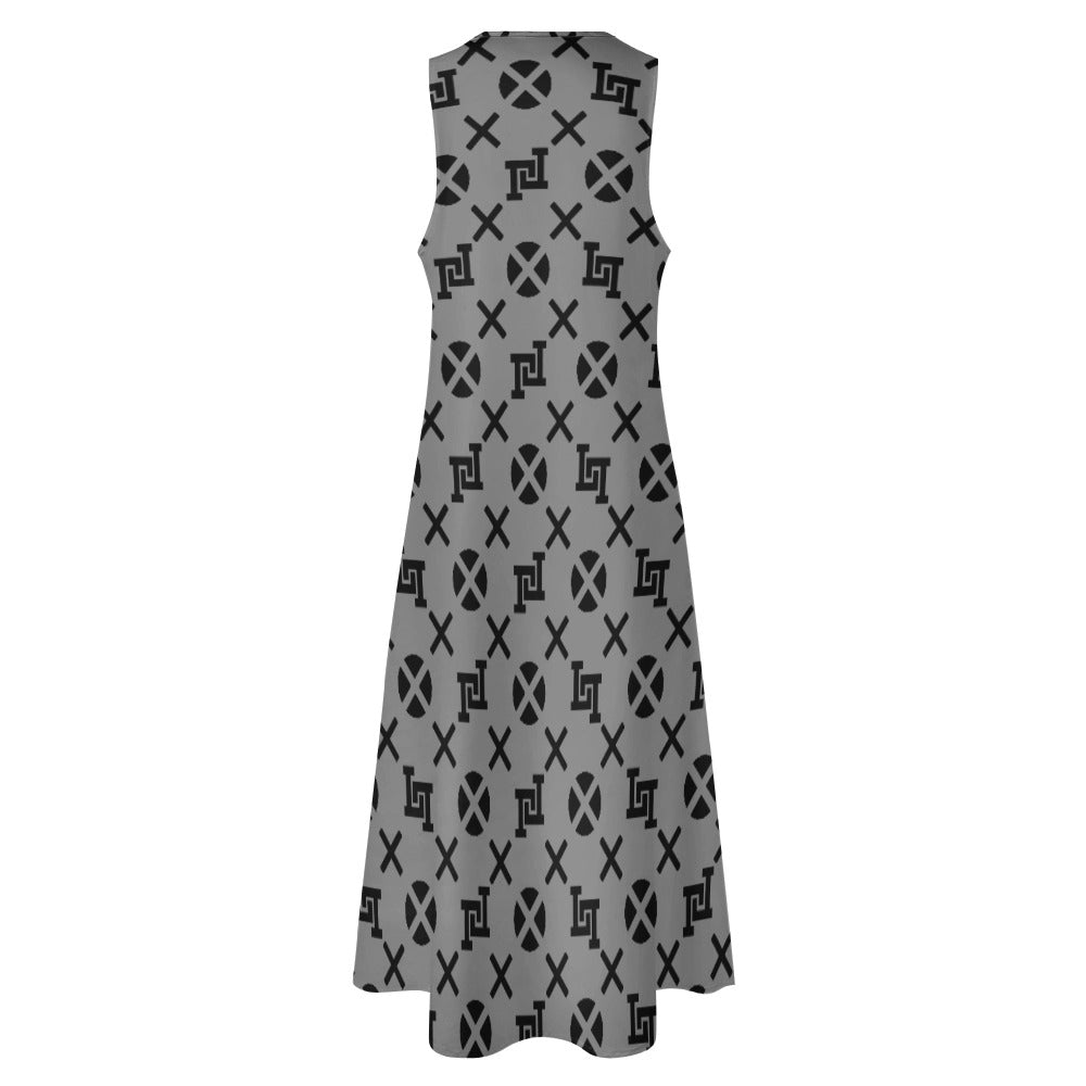 Lobo LeBlanc Stealth Maxi Gray Monogram Long Dress