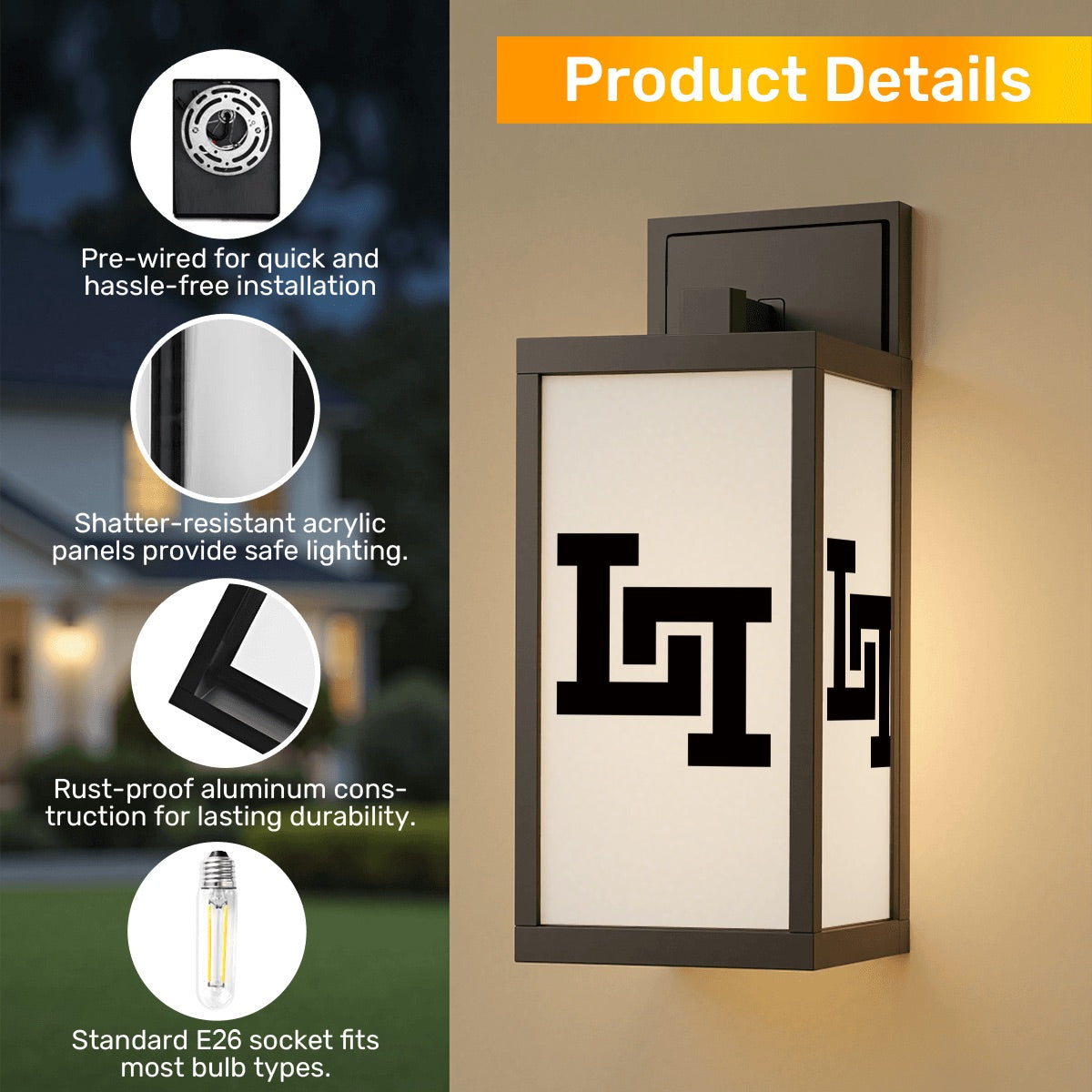 Lobo LeBlanc Double L Logo Patio Wall Light
