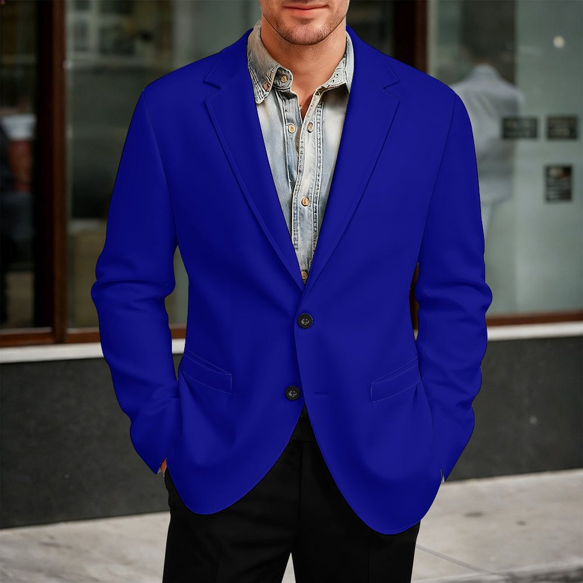 NAVY BLUE 260gsm Two Button Suit(All-Over Printing)