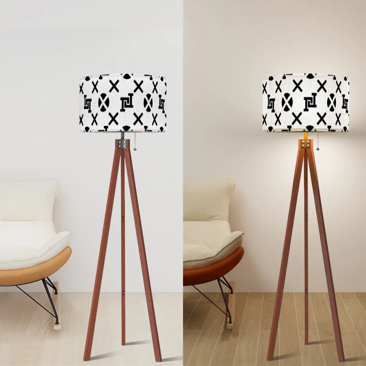 Lobo LeBlanc White Monogram Tripod Floor Lamp