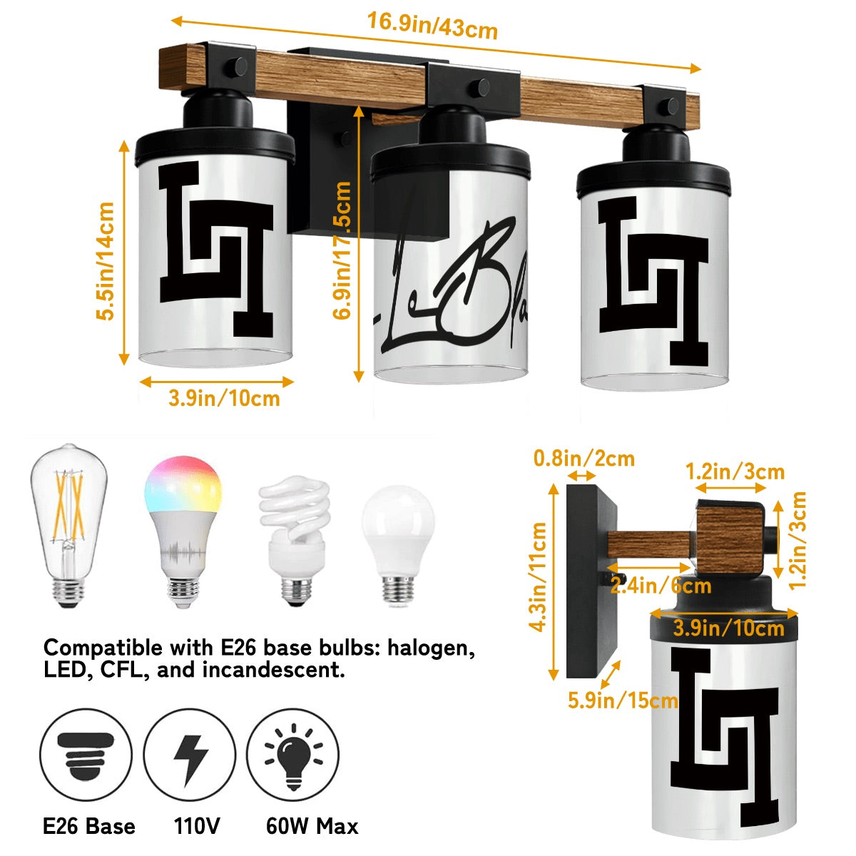 Lobo LeBlanc Logo Vanity Light Fixture