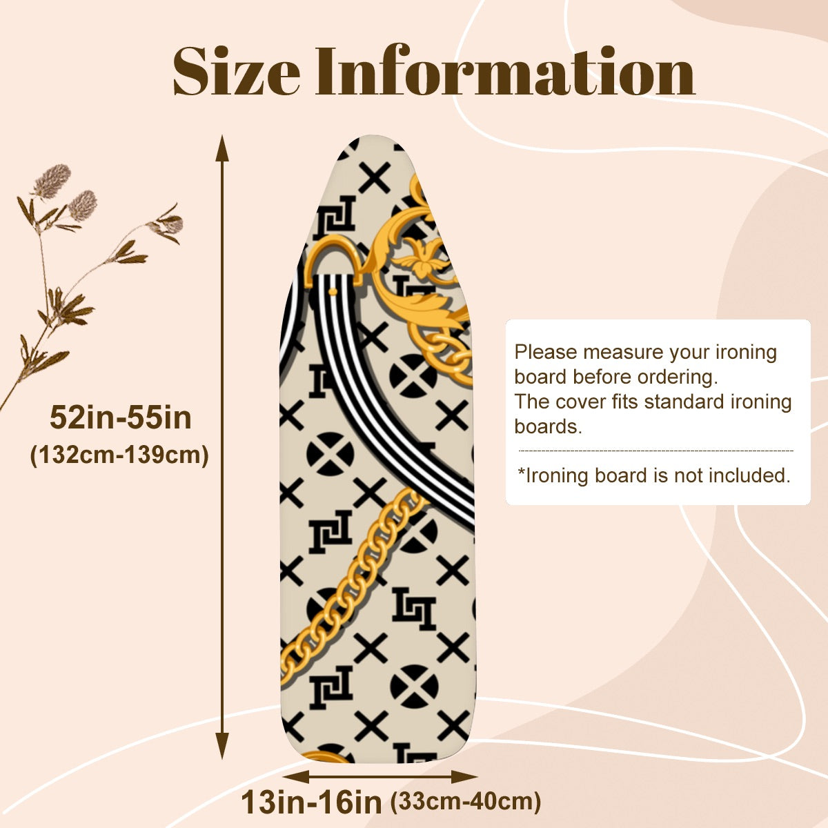 Lobo LeBlanc Gold Monogram Ironing Board Cover