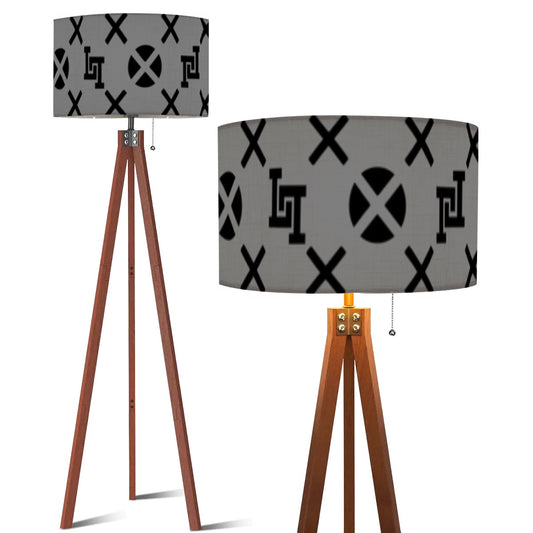 Lobo LeBlanc Gray Monogram Tripod Floor Lamp