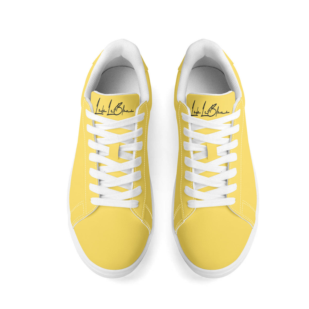 Lobo LeBlanc Unisex Premium Synthetic Yellow Leather Sneakers