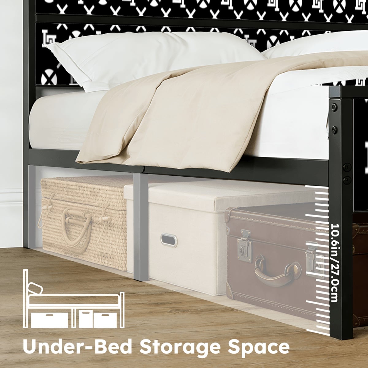 Lobo LeBlanc Black Monogram Queen Bed Frame