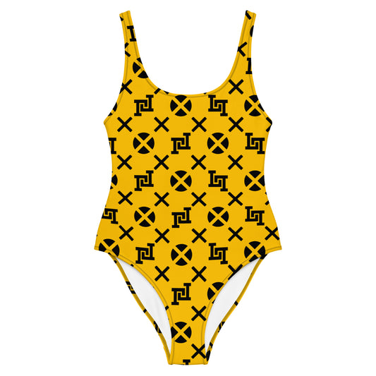 Golden Yellow Monogram One-Piece Swimsuit