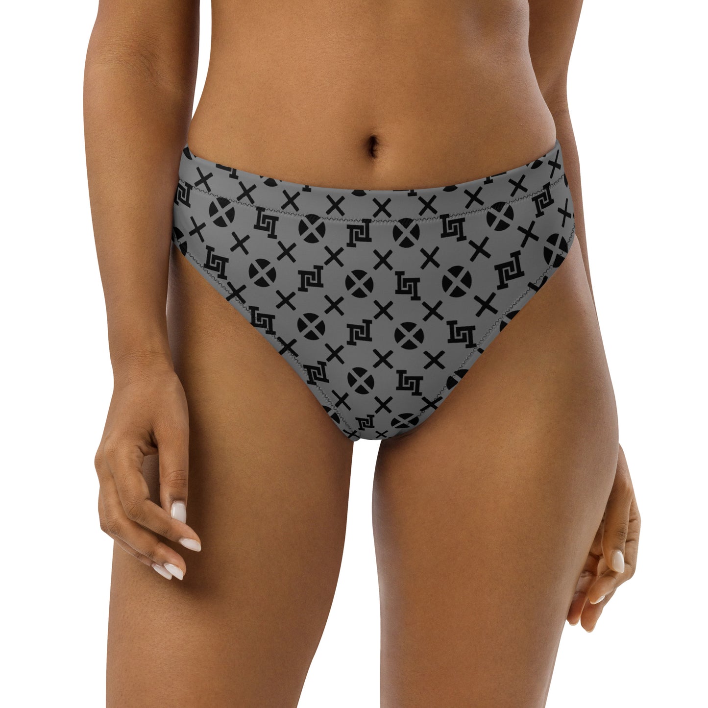 Gray Monogram Recycled High-Waisted Bikini Bottom