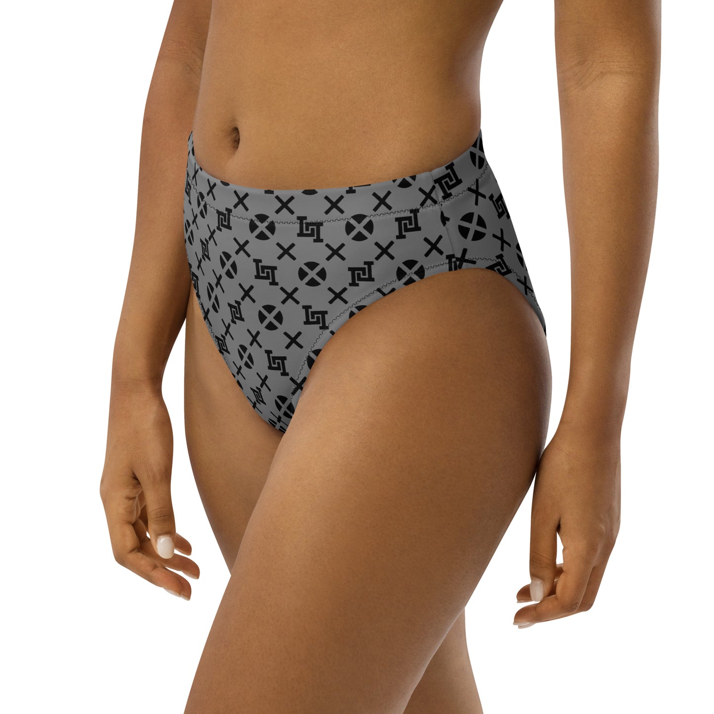 Gray Monogram Recycled High-Waisted Bikini Bottom