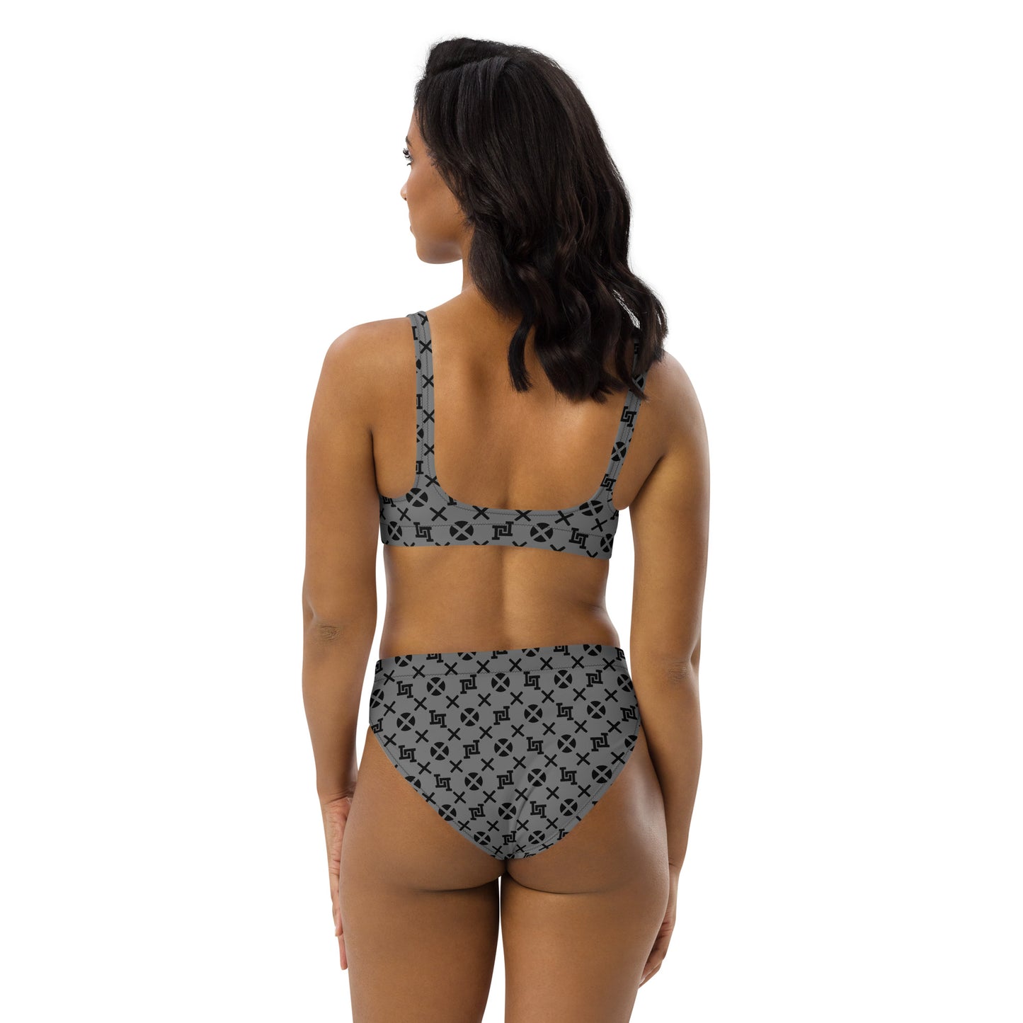 Gray Monogram Recycled High-Waisted Bikini Bottom