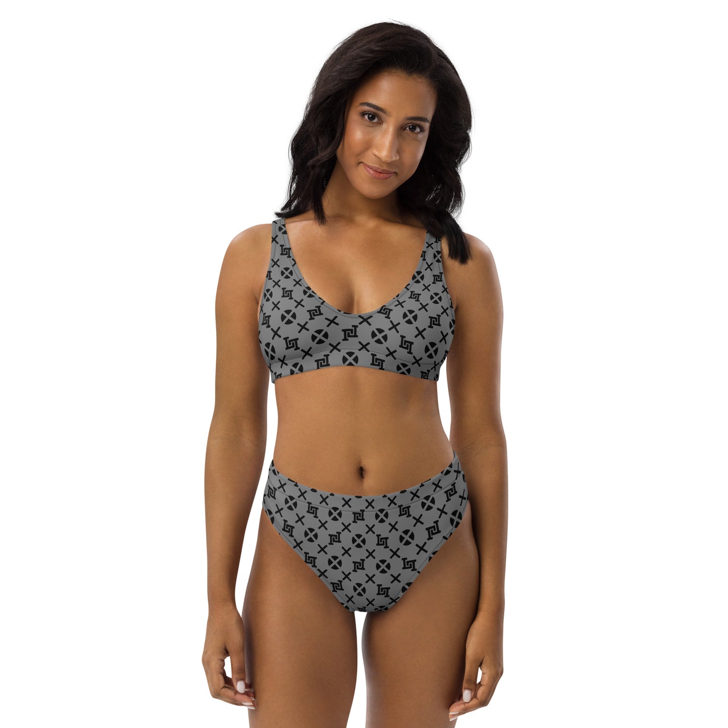 Gray Monogram Recycled High-Waisted Bikini Bottom