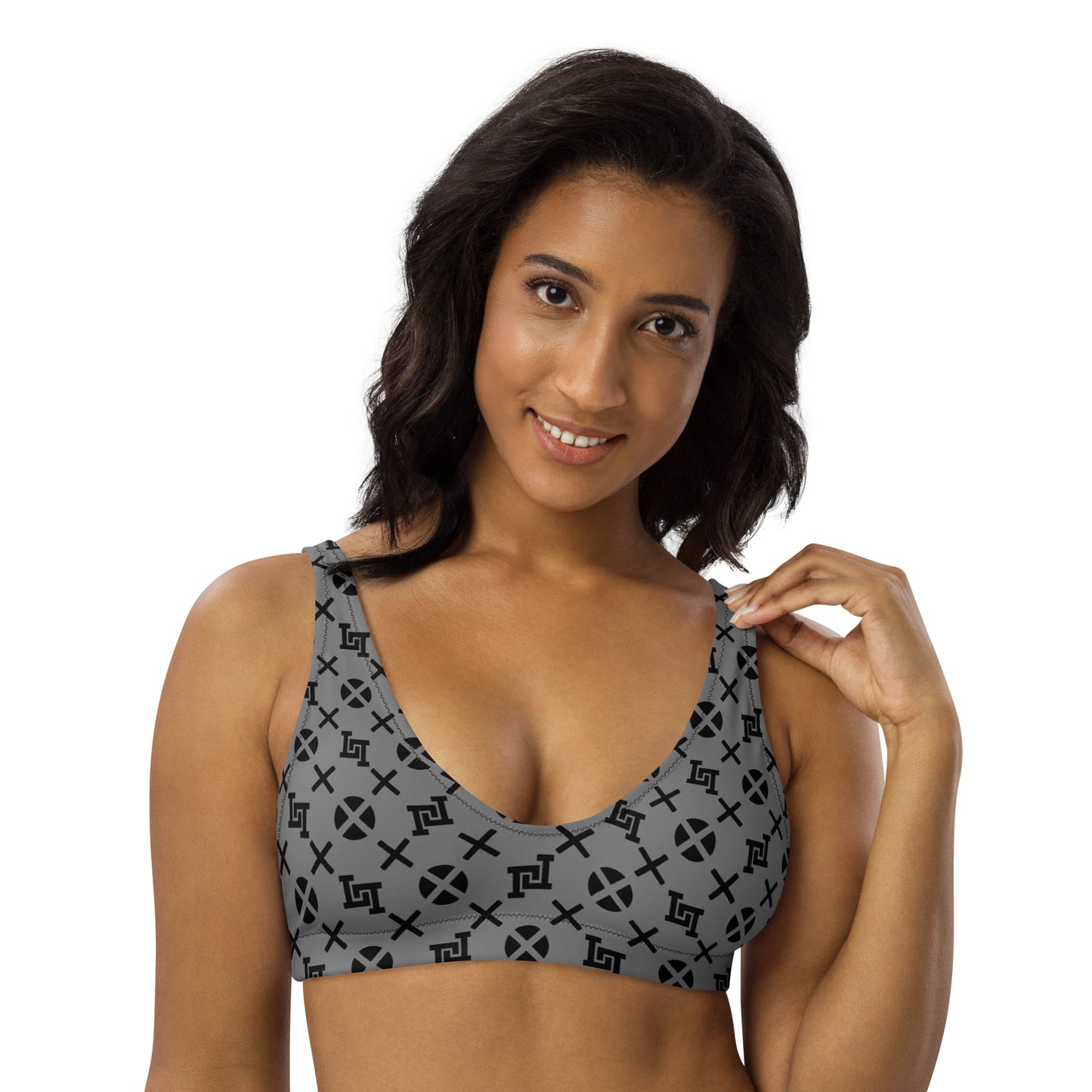 Gray Monogram Recycled Padded Bikini Top