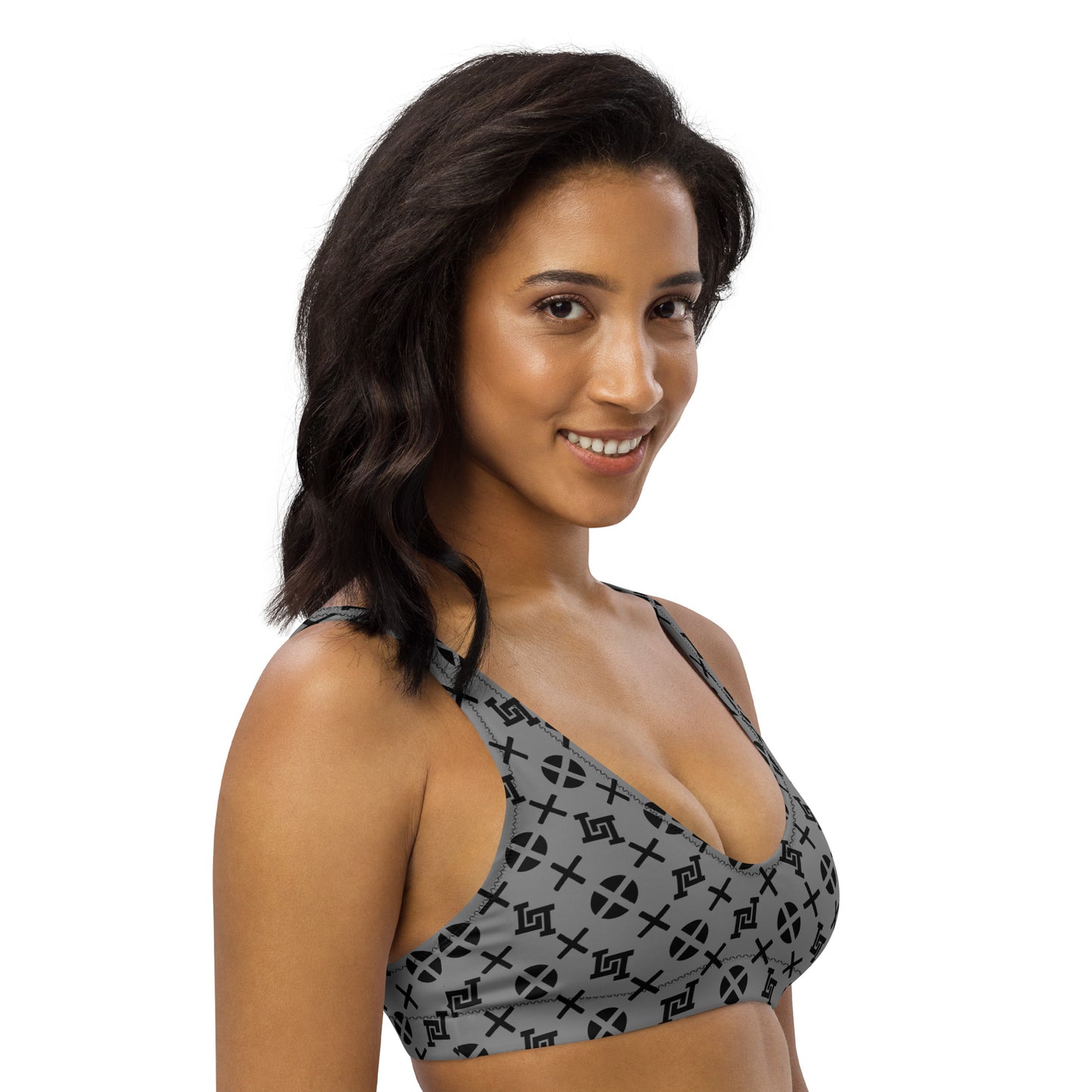 Gray Monogram Recycled Padded Bikini Top