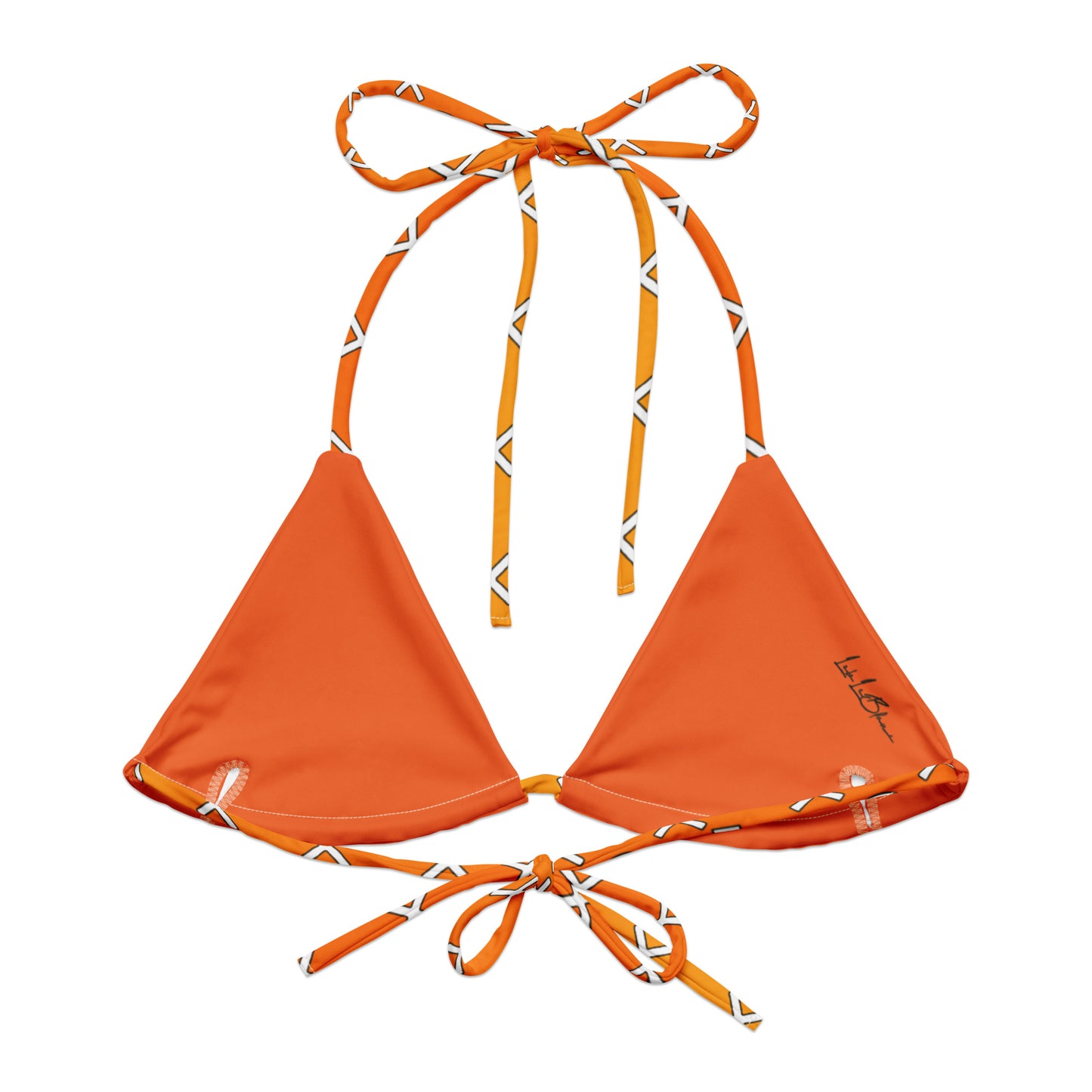 Orange Monogram Recycled String Bikini Top