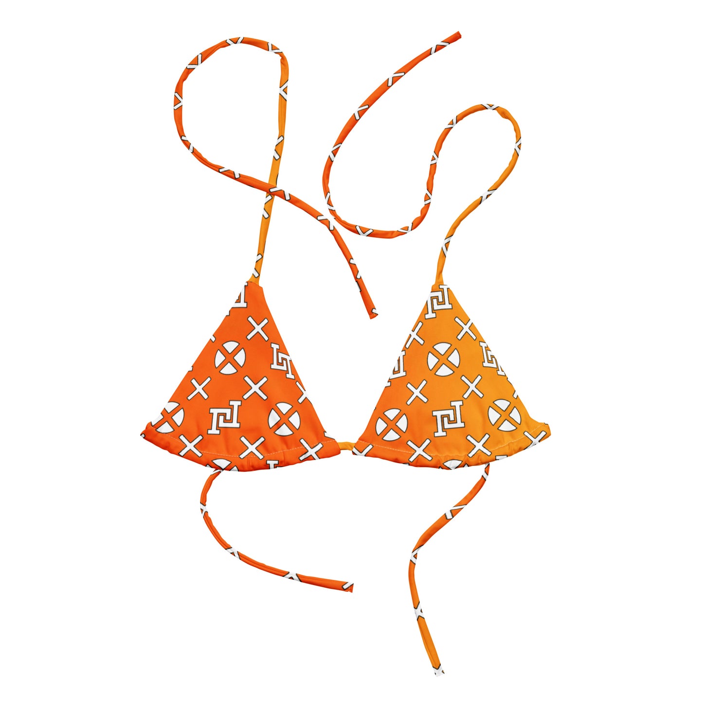 Orange Monogram Recycled String Bikini Top