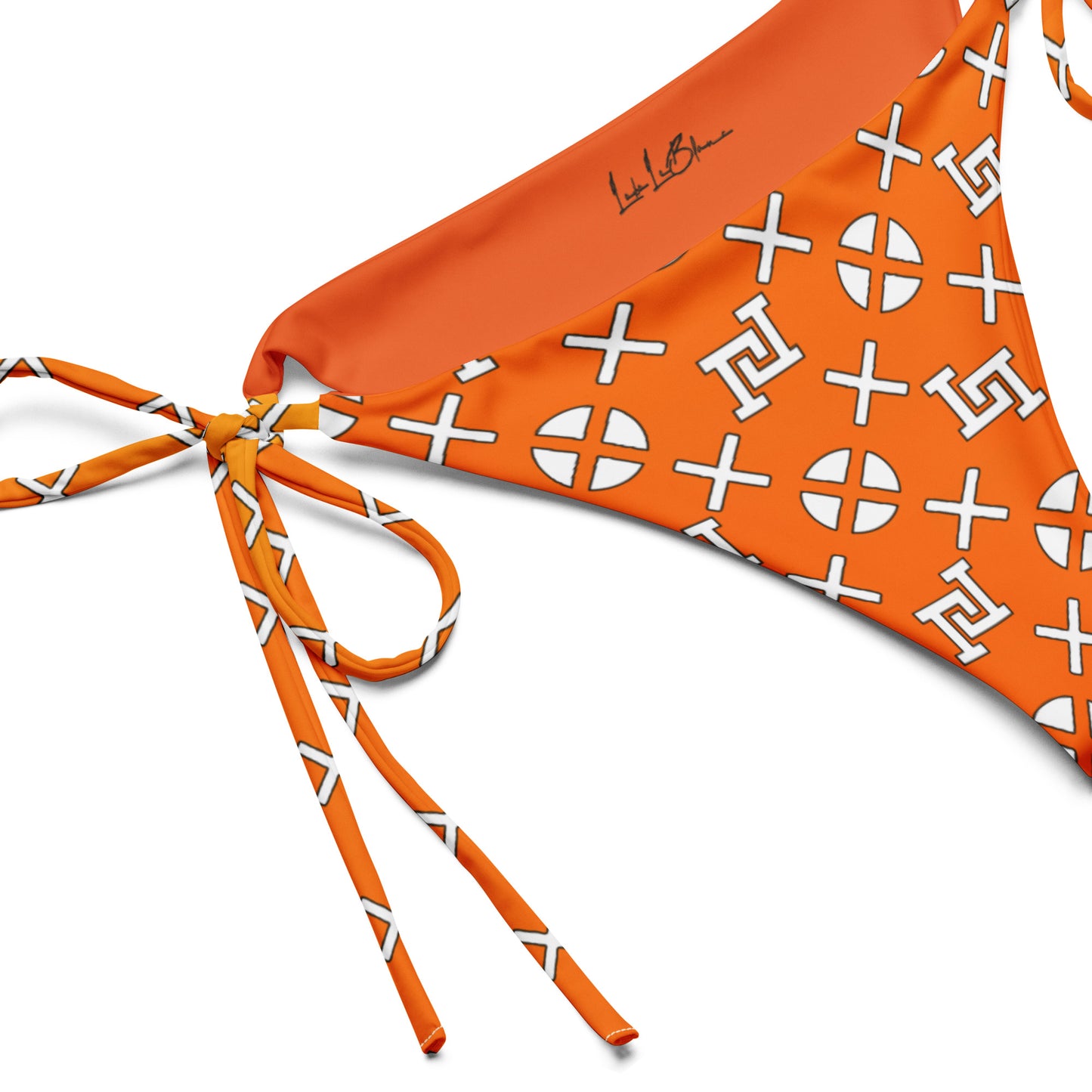 Orange Monogram Recycled String Bikini Bottom