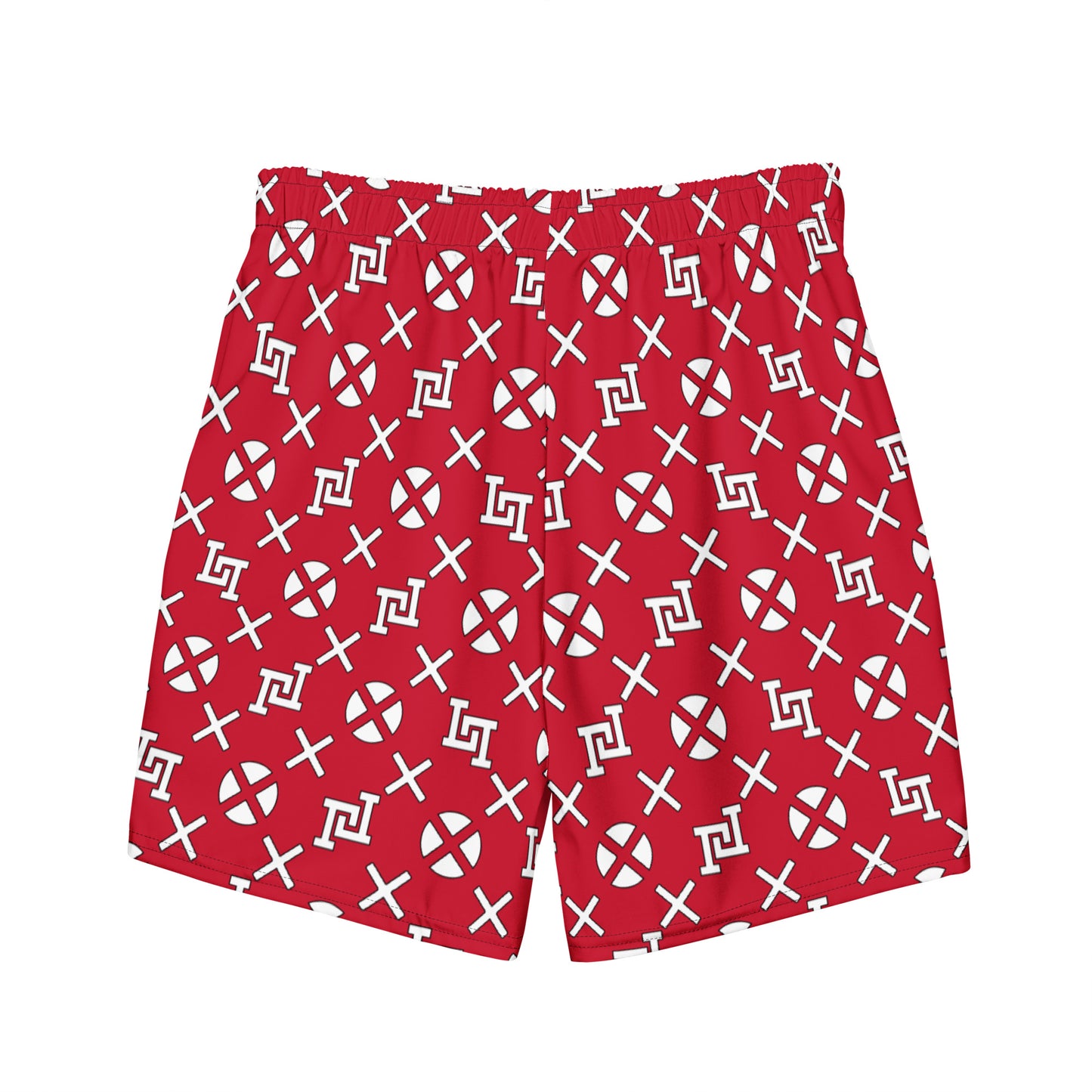 Red Monogram Board Shorts