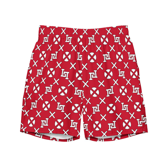 Red Monogram Board Shorts