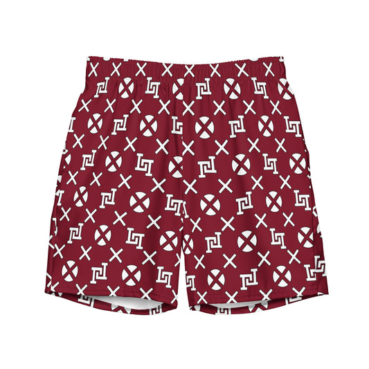 Burgundy Monogram Board Shorts