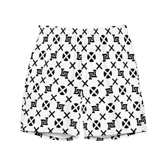 White Monogram Board Shorts