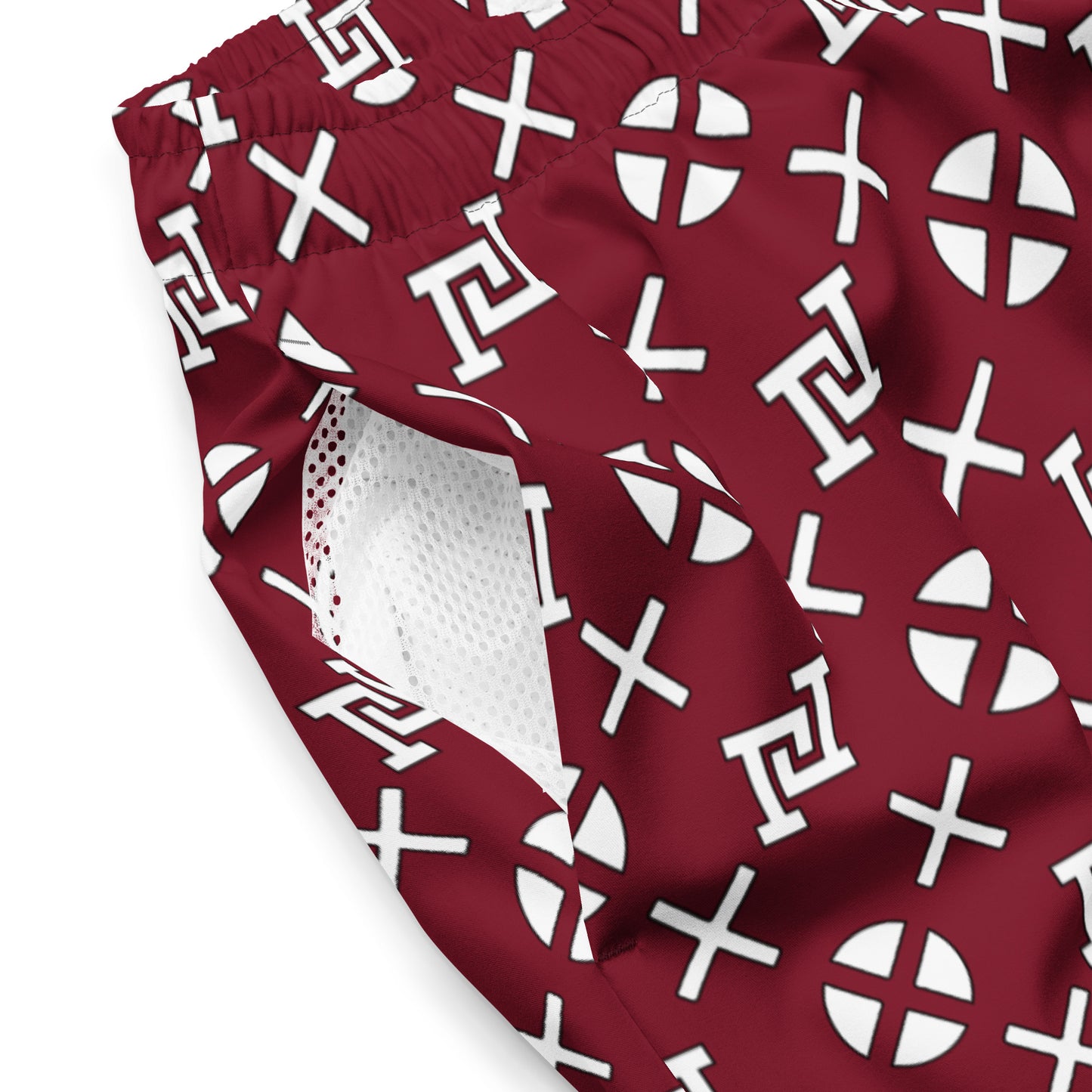 Burgundy Monogram Board Shorts