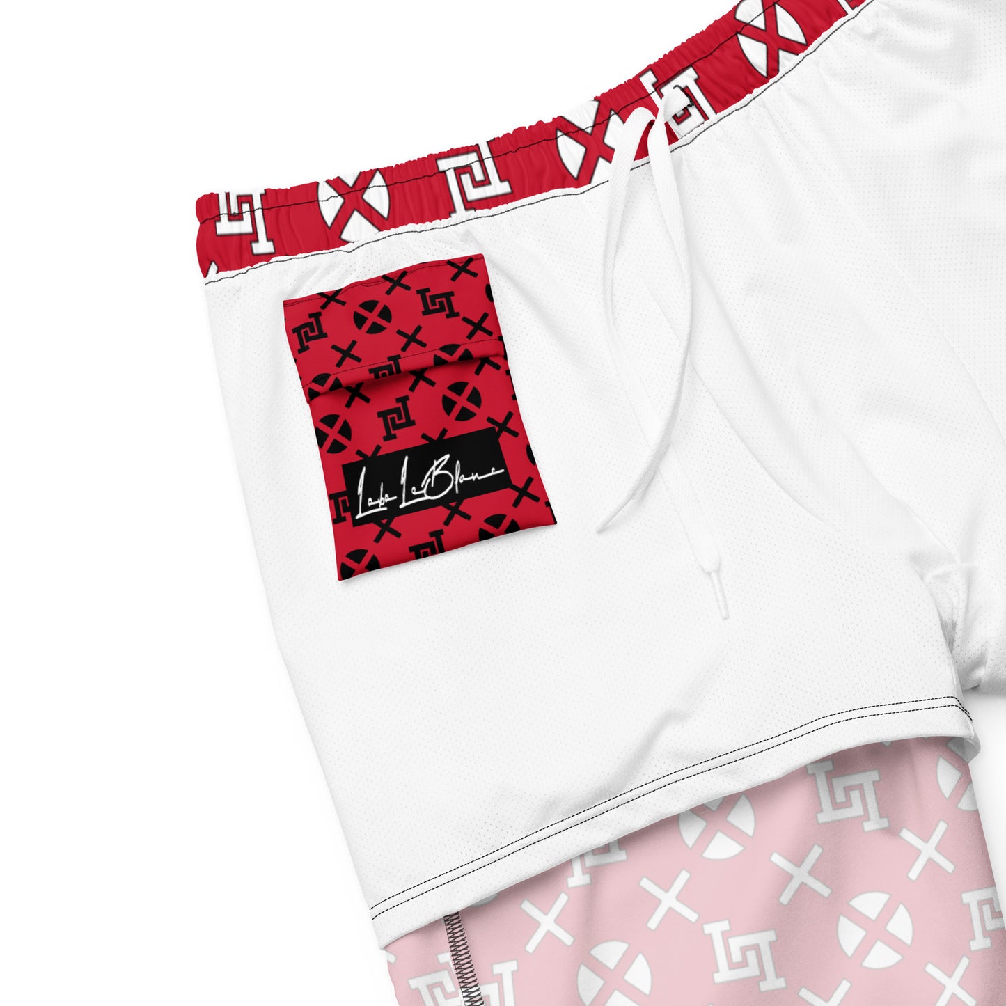 Red Monogram Board Shorts