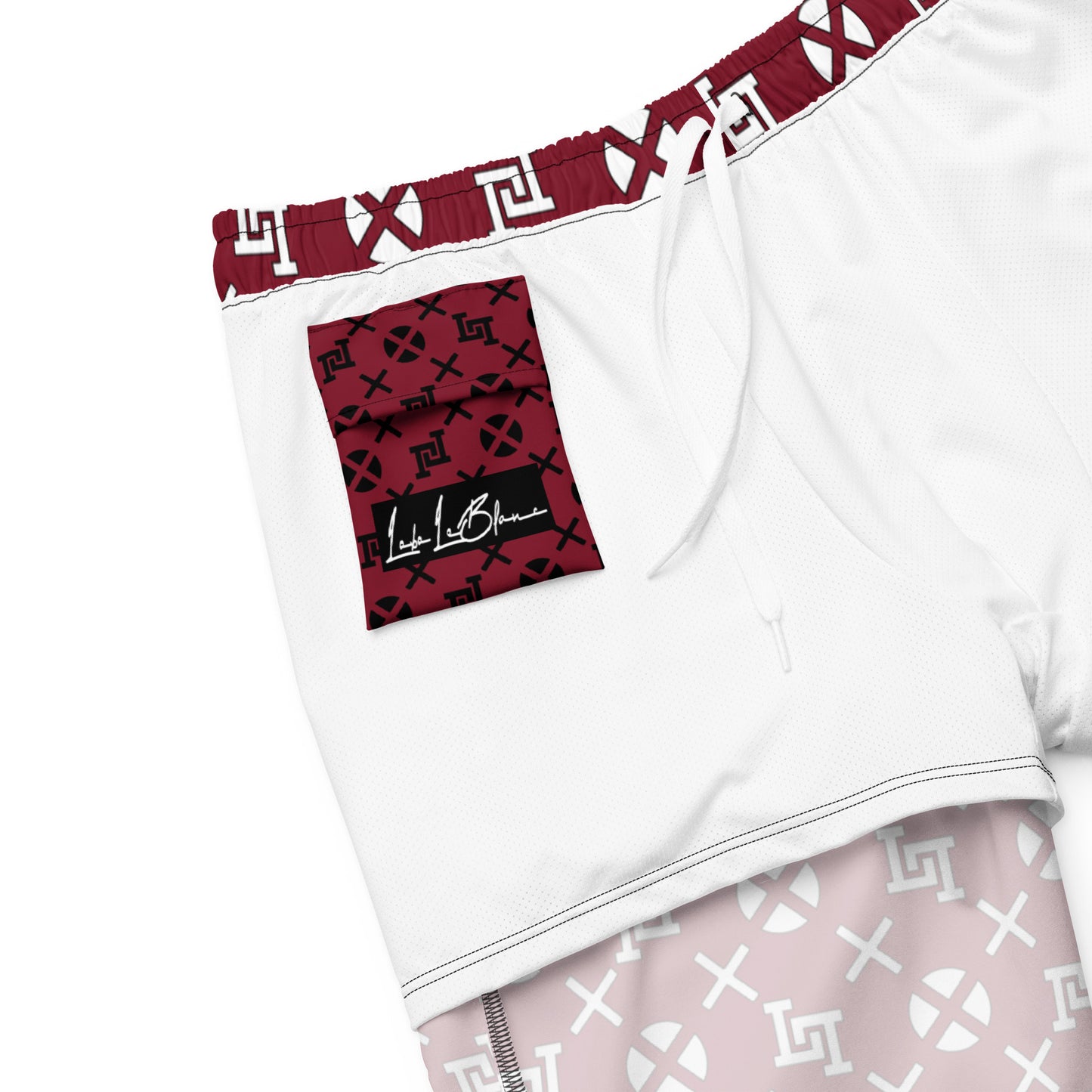 Burgundy Monogram Board Shorts