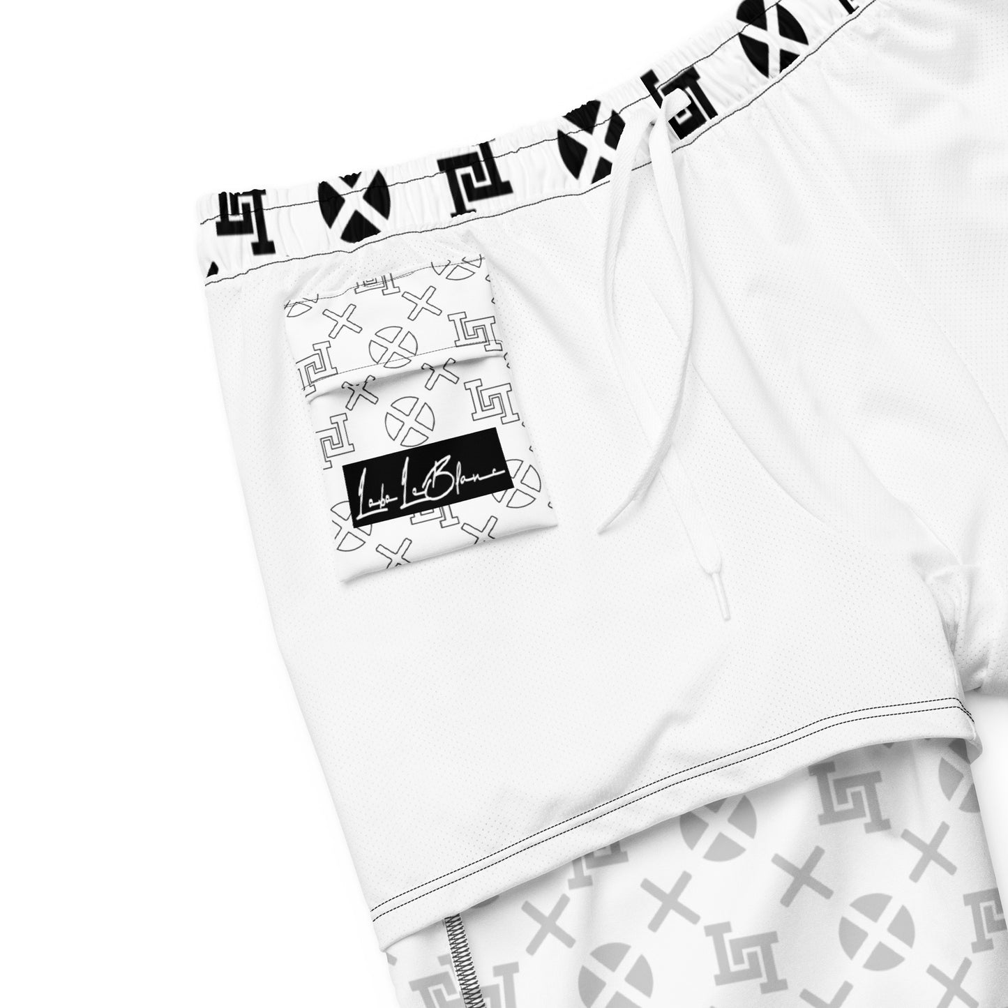 White Monogram Board Shorts