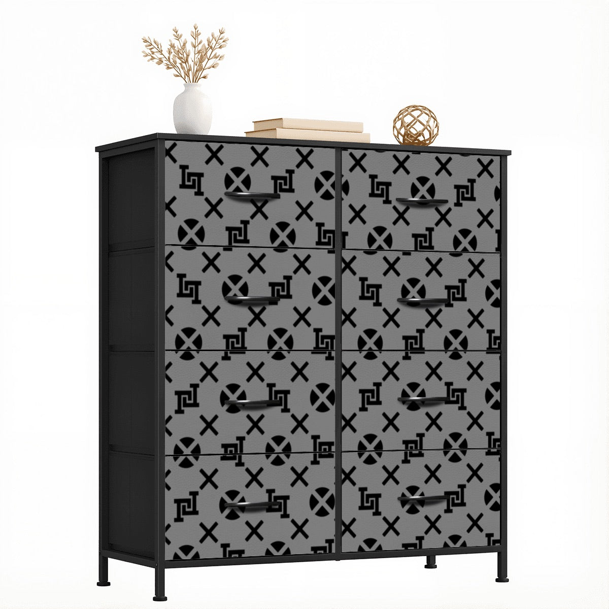 Lobo LeBlanc Gray Monogram 8-Drawer Dresser