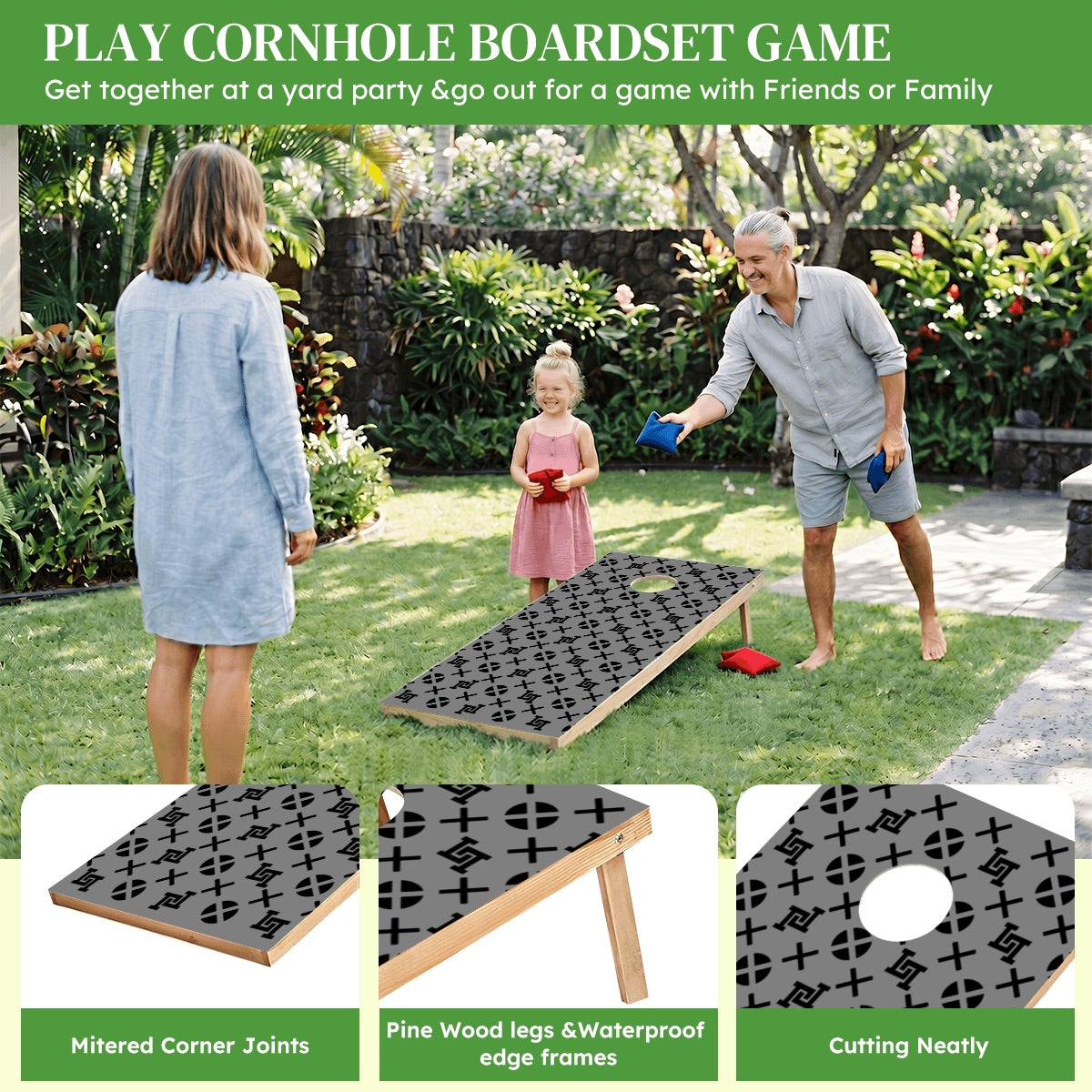 Lobo LeBlanc Gray Monogram Cornhole Set
