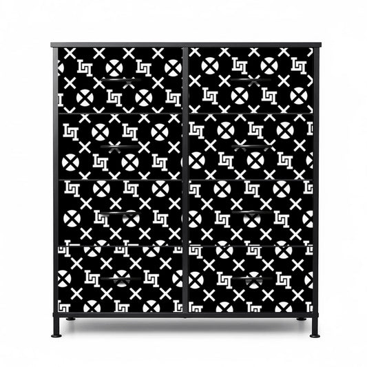 Lobo LeBlanc Black Monogram 8-Drawer Dresser