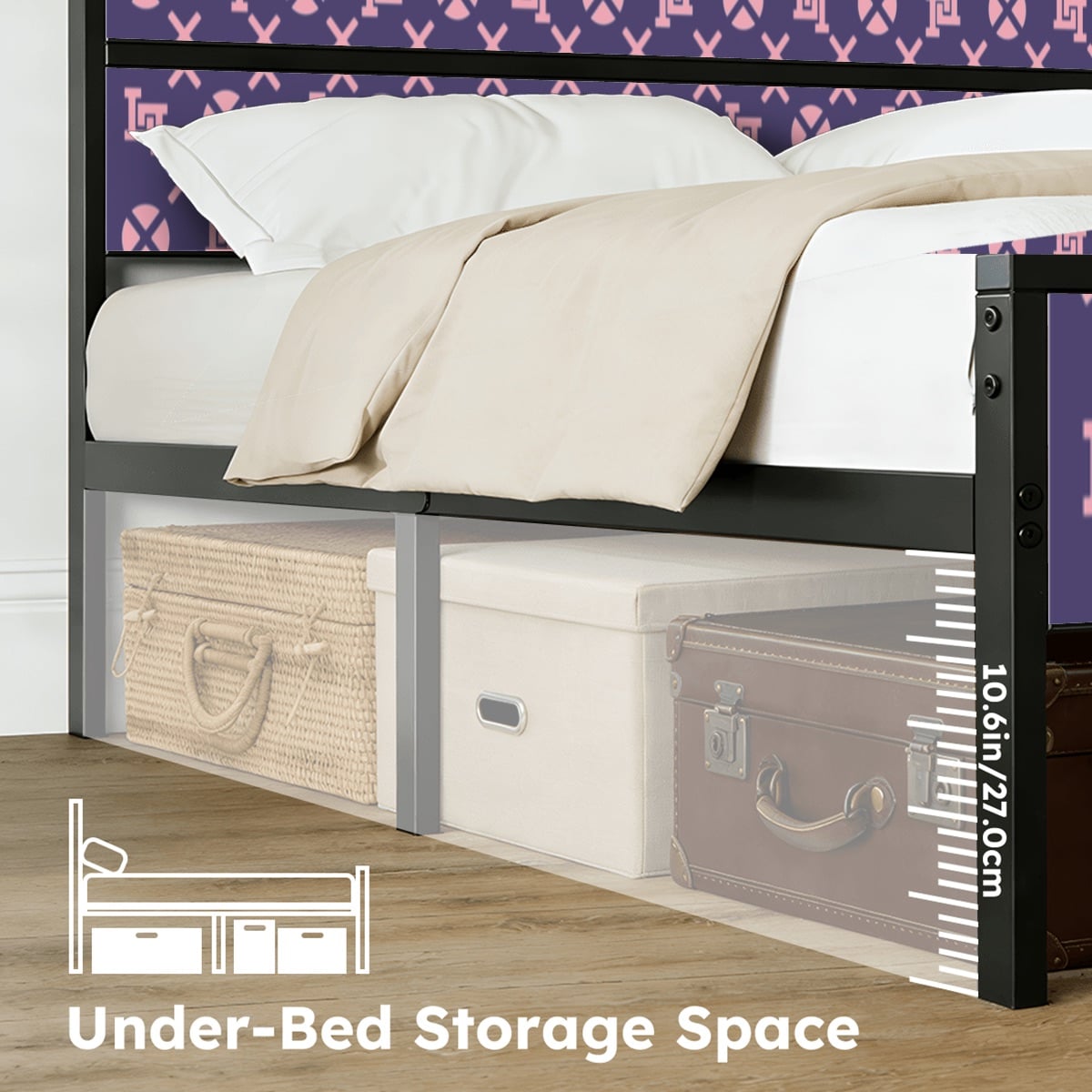 Lobo LeBlanc Purple Monogram Queen Bed Frame