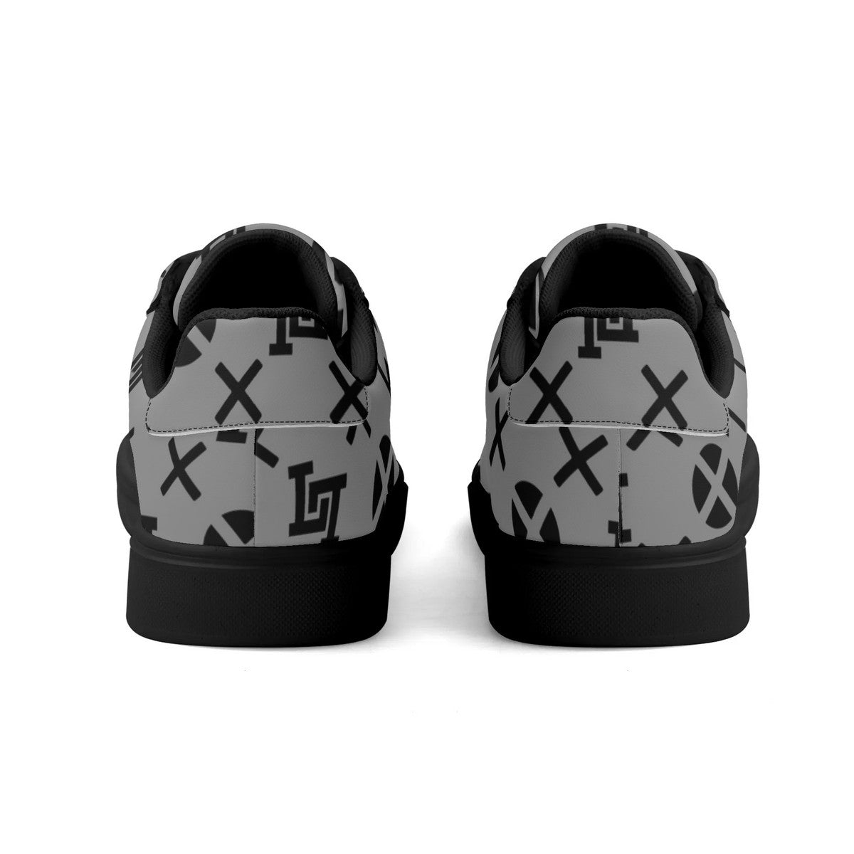Lobo LeBlanc Unisex Premium Synthetic Gray Monogram Leather Sneakers