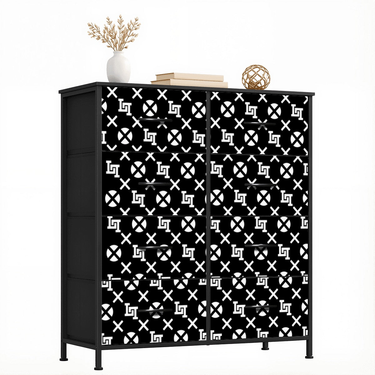 Lobo LeBlanc Black Monogram 8-Drawer Dresser