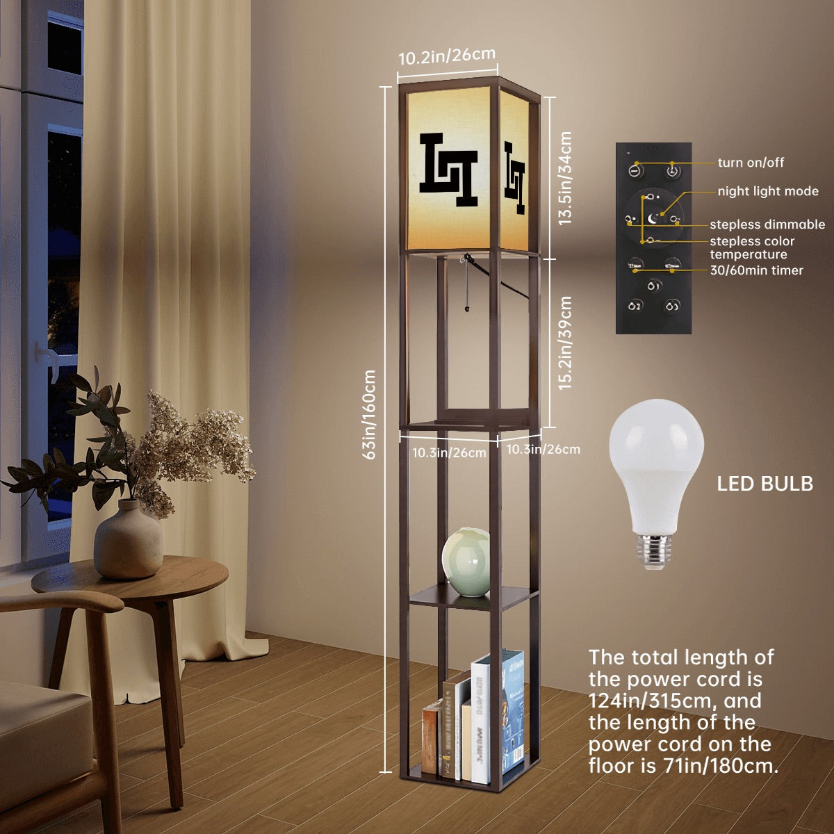 Lobo LeBlanc Double L Logo Floor Lamp with Shelves