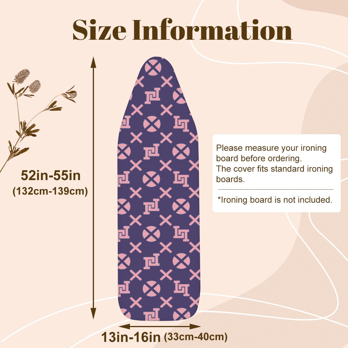 Lobo LeBlanc Purple Monogram Ironing Board Cover