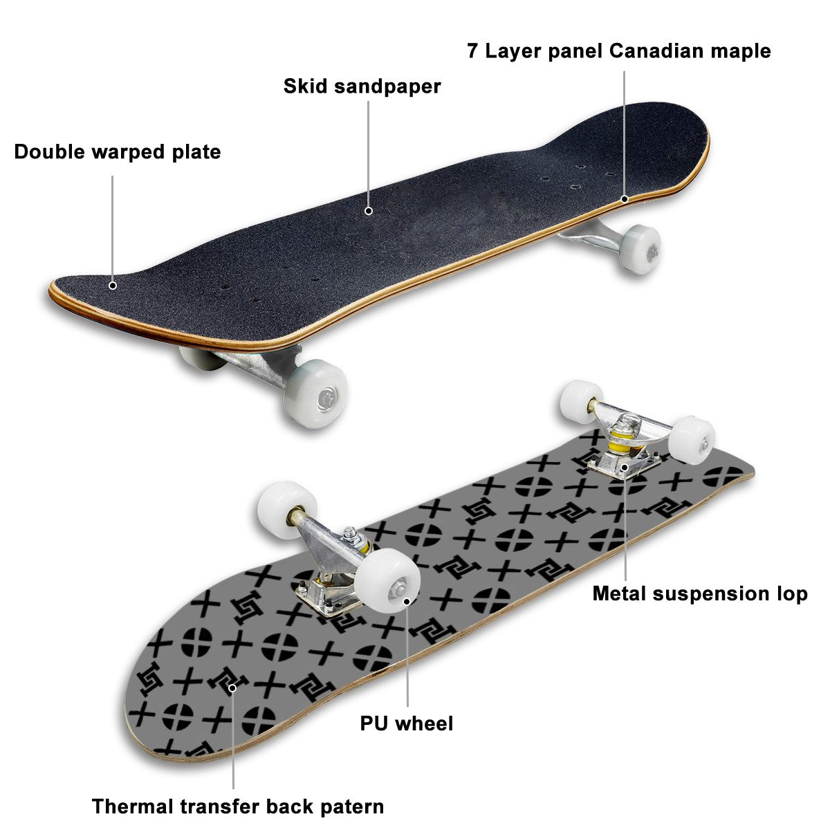 Lobo LeBlanc Gray Monogram Skateboard