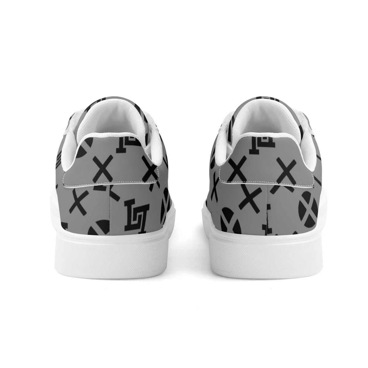 Lobo LeBlanc Unisex Premium Synthetic Gray Monogram Leather Sneakers